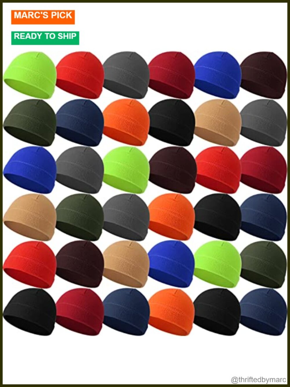 36 Pc Fleece Beanie Hats Unisex Warm Winter Knitted Cuffed Skull Caps